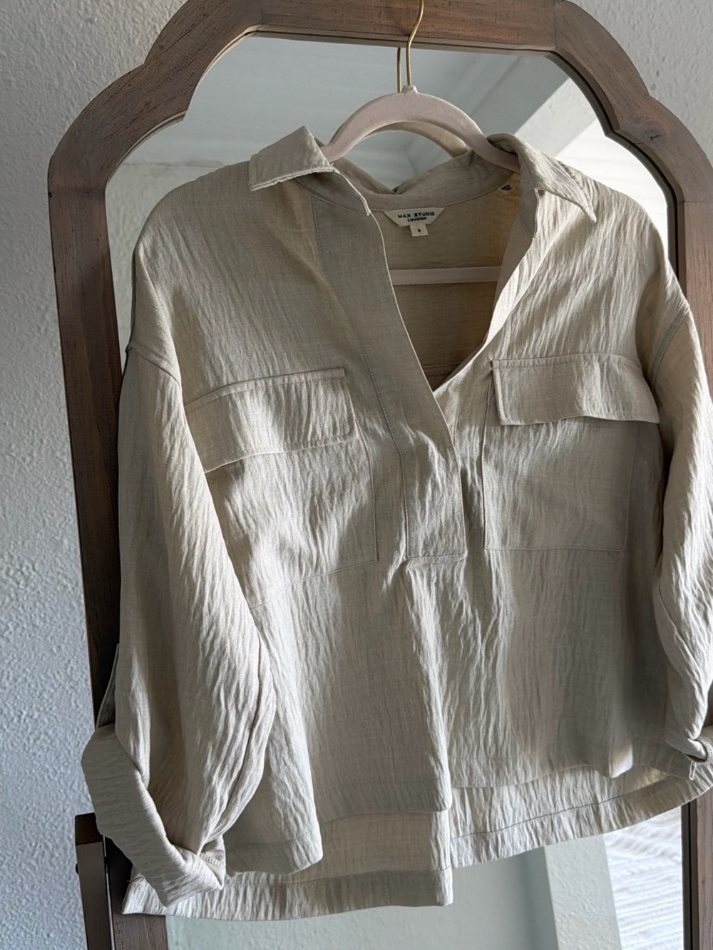 MaxStudio Relaxed Cream Utility Shirt - Women Tops